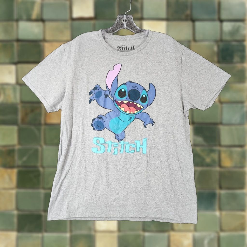 Disney DISNEY Stitch Graphic Tee Short Sleeve Gray Size L Womens LILO AND STITCH Size 36" / US 14 / IT 50 - 1 Thumbnail