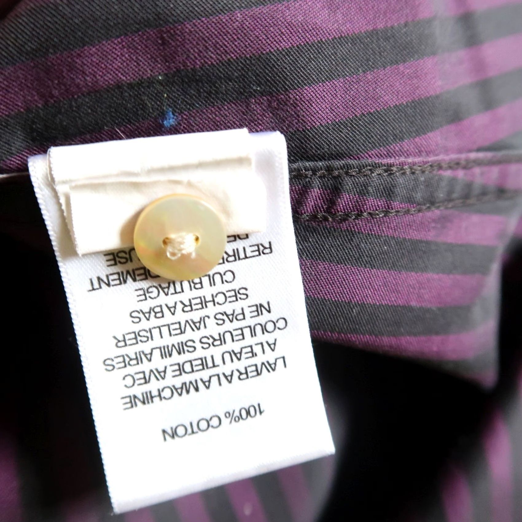 Vintage VINTAGE Foxcroft Striped Button-Down Oxford Shirt 20W Womens Long Sleeve Purple Black 100% Cotton Size 3XL / US 20-22 - 7 Thumbnail