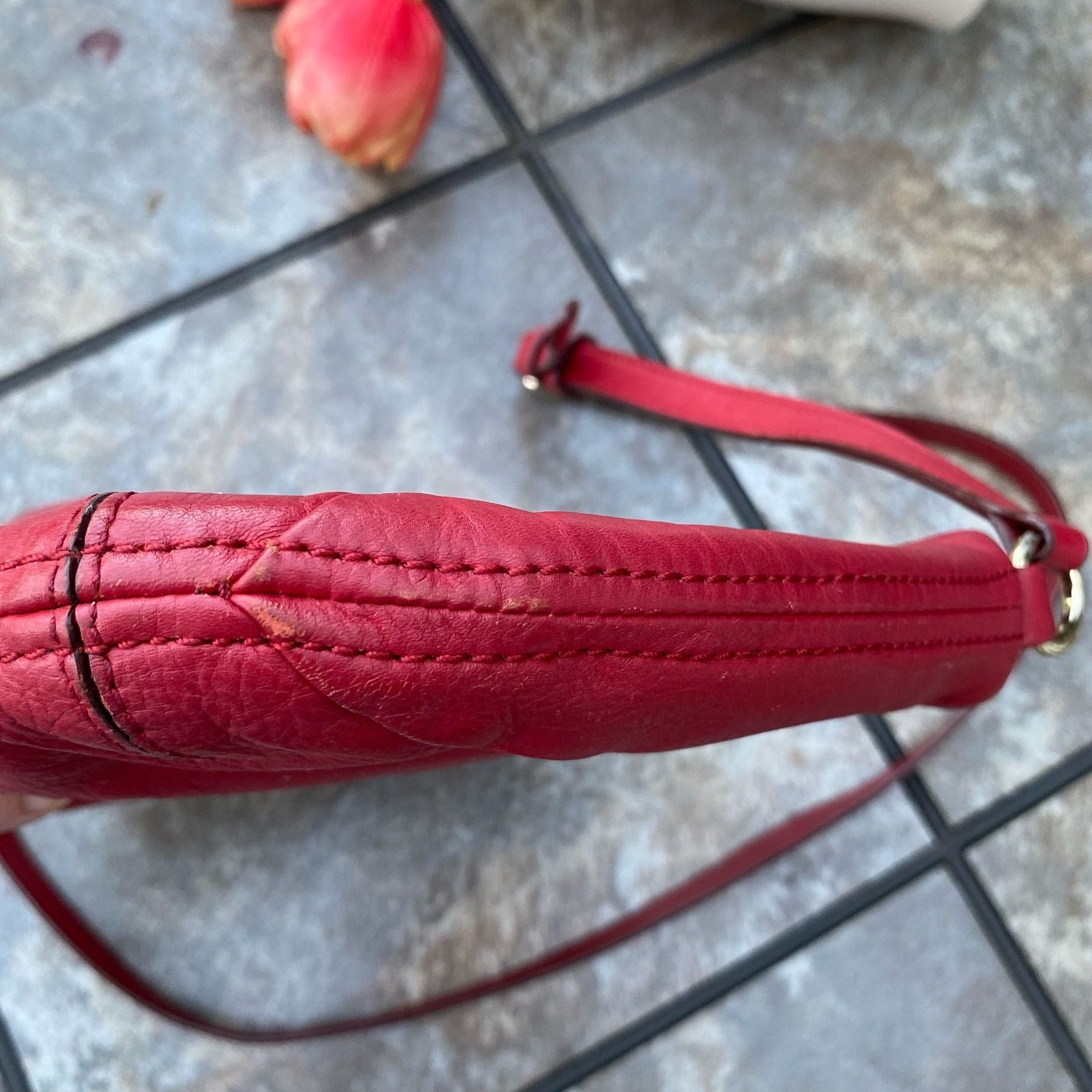 Cole Haan Cole Haan Red Leather Adele Pleated Small Crossbody Bag Size ONE SIZE - 8 Thumbnail