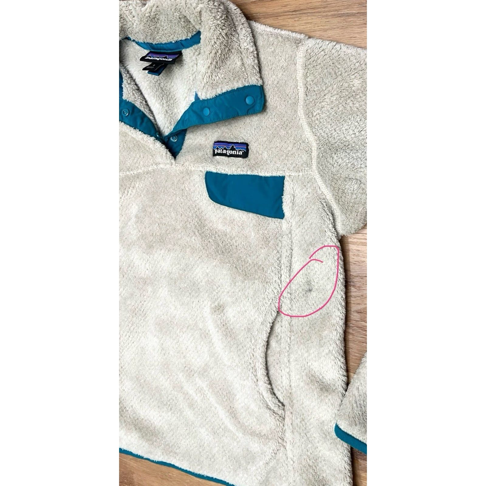 Patagonia Patagonia Re-Tool Snap-T Fleece Pullover Shirt Ladies Small Beig e Oatmeal Teal Soft Shell Pullover Snap Pullover Size S / US 4 / IT 40 - 7 Thumbnail