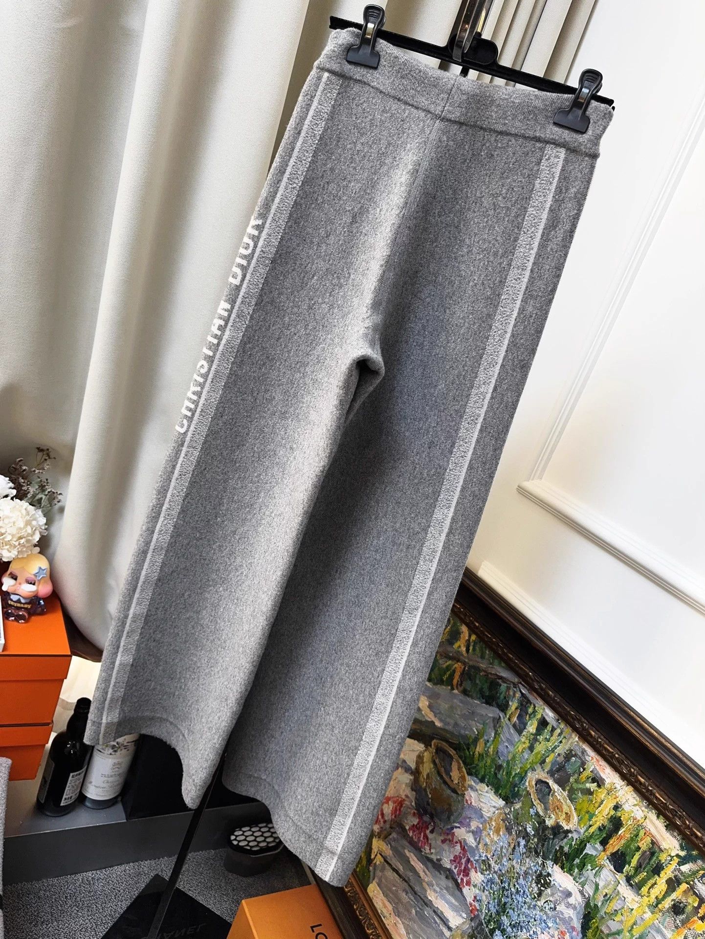 Dior Dior Gray Side Logo Cashmere Wide Leg Casual Pants 36 Size 26" / US 2 / IT 38 - 2 Thumbnail