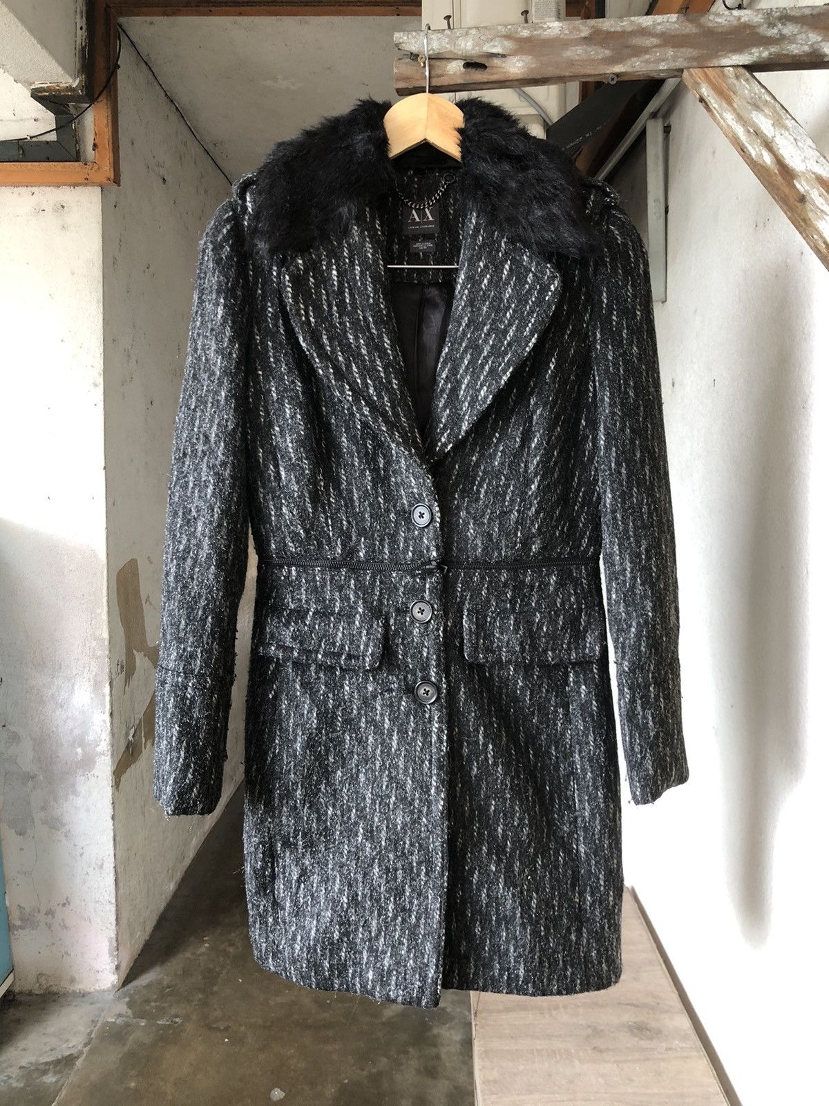 Armani Exchange Armani Exchange Collection Glen Plaid Wool Winter Coat Size XS / US 0-2 / IT 36-38 - 16 Thumbnail