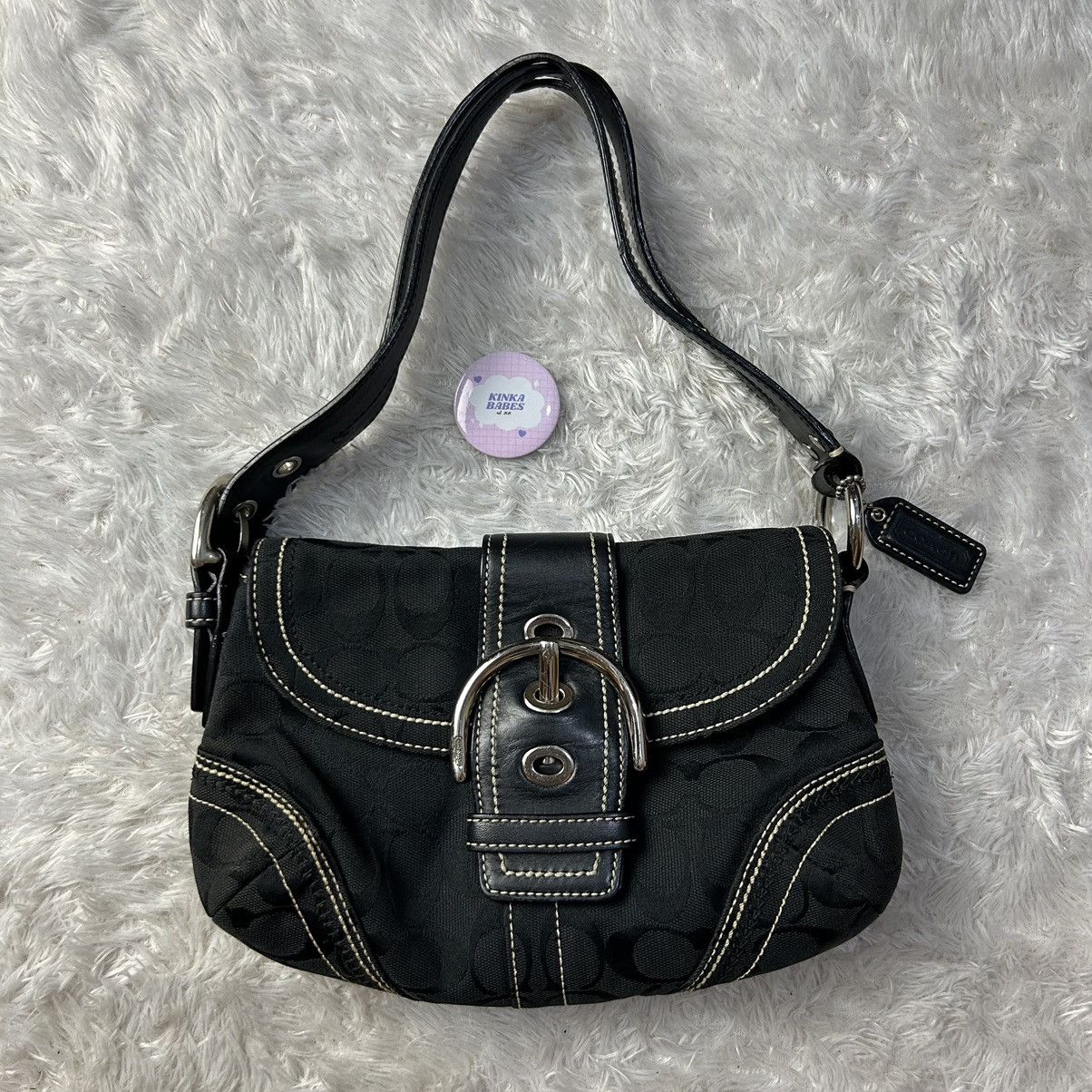 Coach Black deals Leather Signature Canvas Soho Hobo Mini Handbag