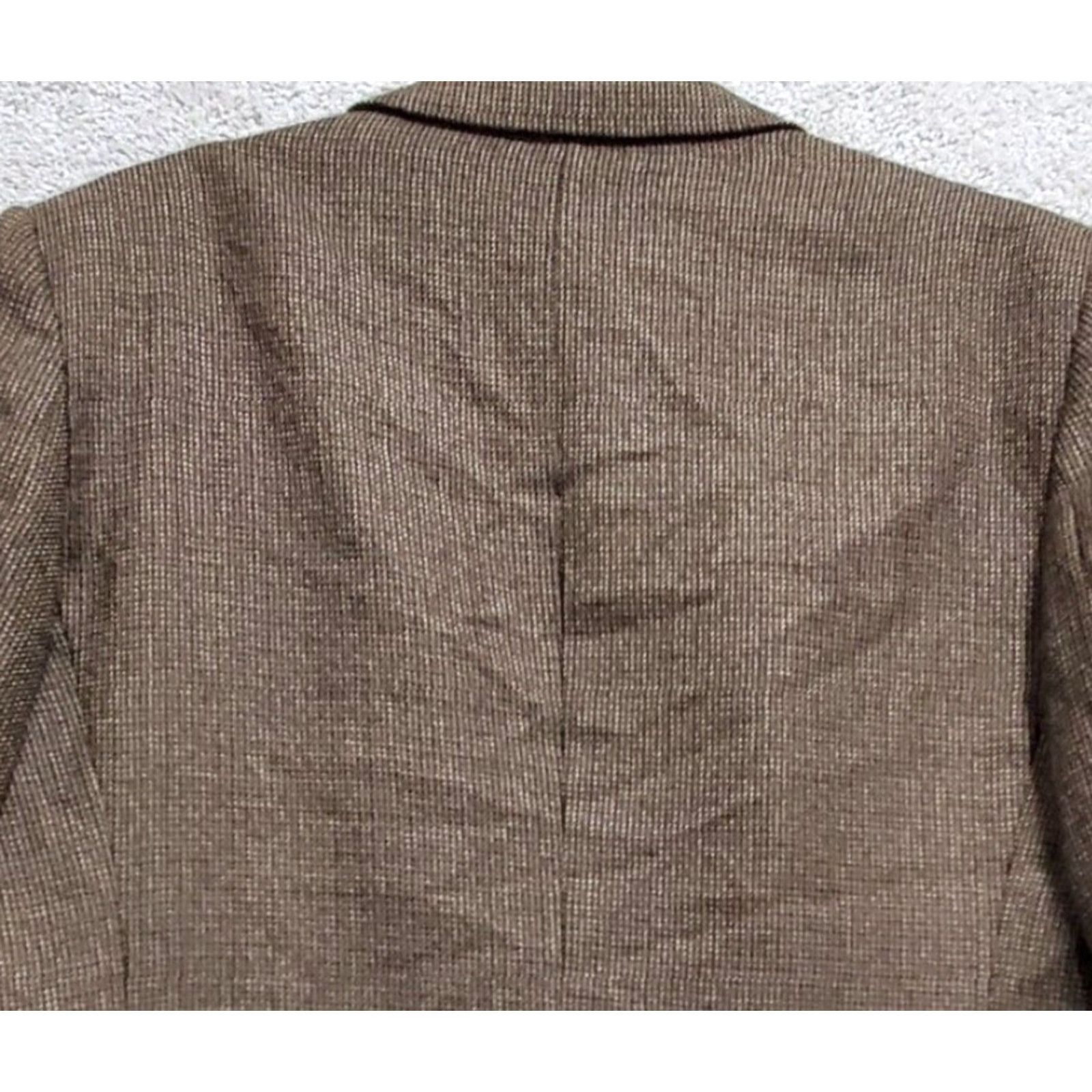 Oscar De La Renta Oscar de la Renta Blazer Men 46 L Brown Single Breasted Houndstooth Dad Grandpa Wool Tweed Notch Lapel Vintage No Size 46R - 3 Thumbnail