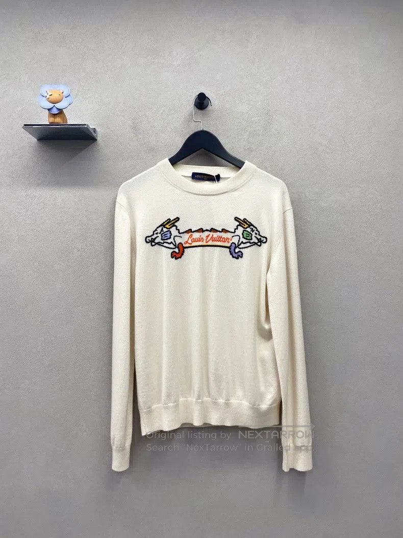 Louis Vuitton Louis Vuitton Nigo Signature Beige Double Dragon Knit Swea Size US M / EU 48-50 / 2 - 1 Thumbnail