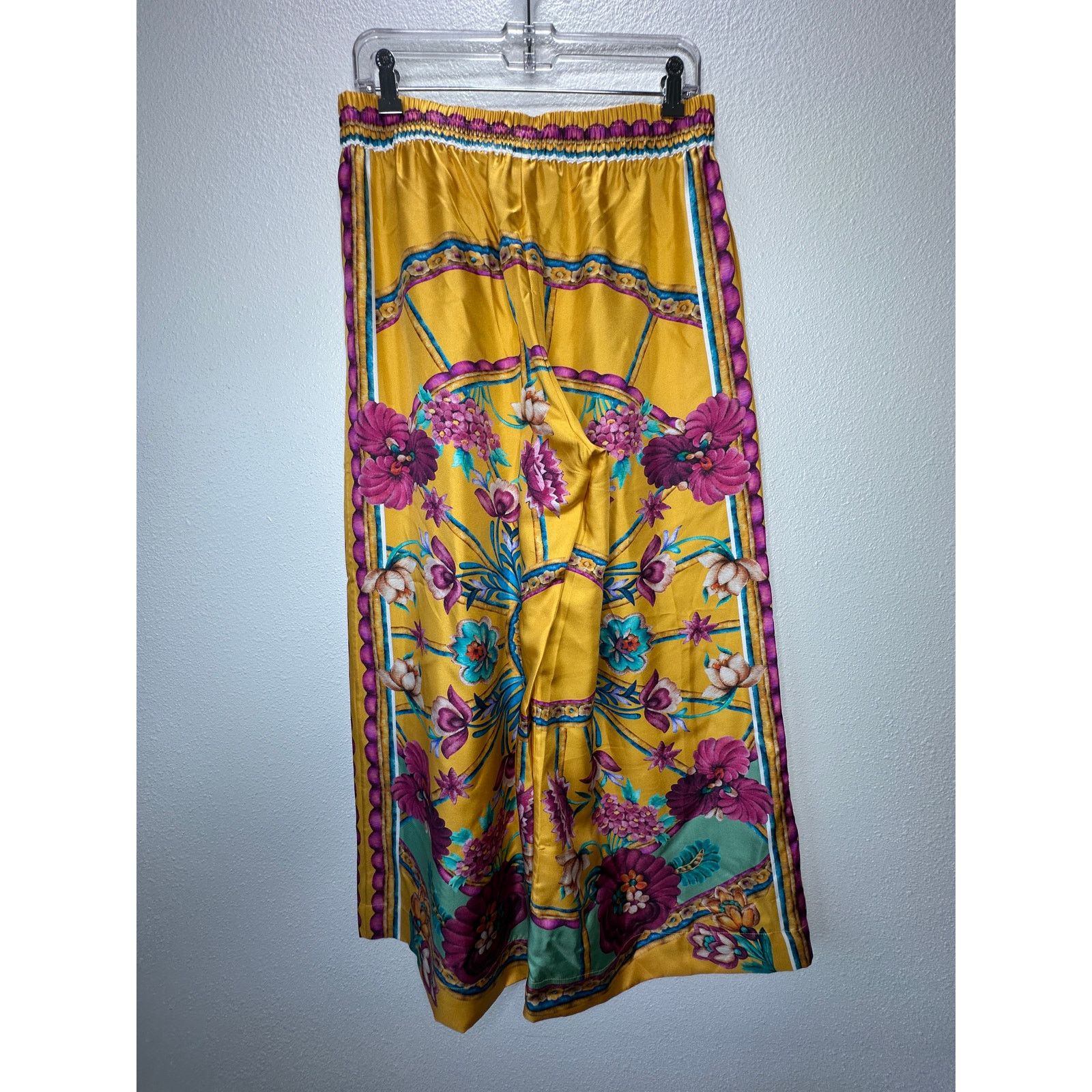 La DoubleJ La DoubleJ Yellow Multi-Color Printed Silk Palazzo Pant XL Size 36" / US 14 / IT 50 - 9 Thumbnail