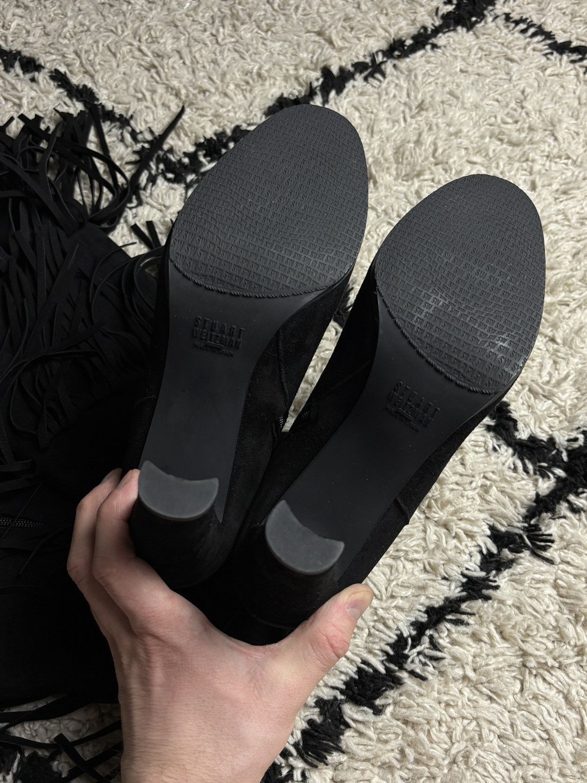 Stuart Weitzman Stuart Weitzman Fringie Black Suede Boots Cowbow Western Size US 9 / IT 39 - 4 Thumbnail