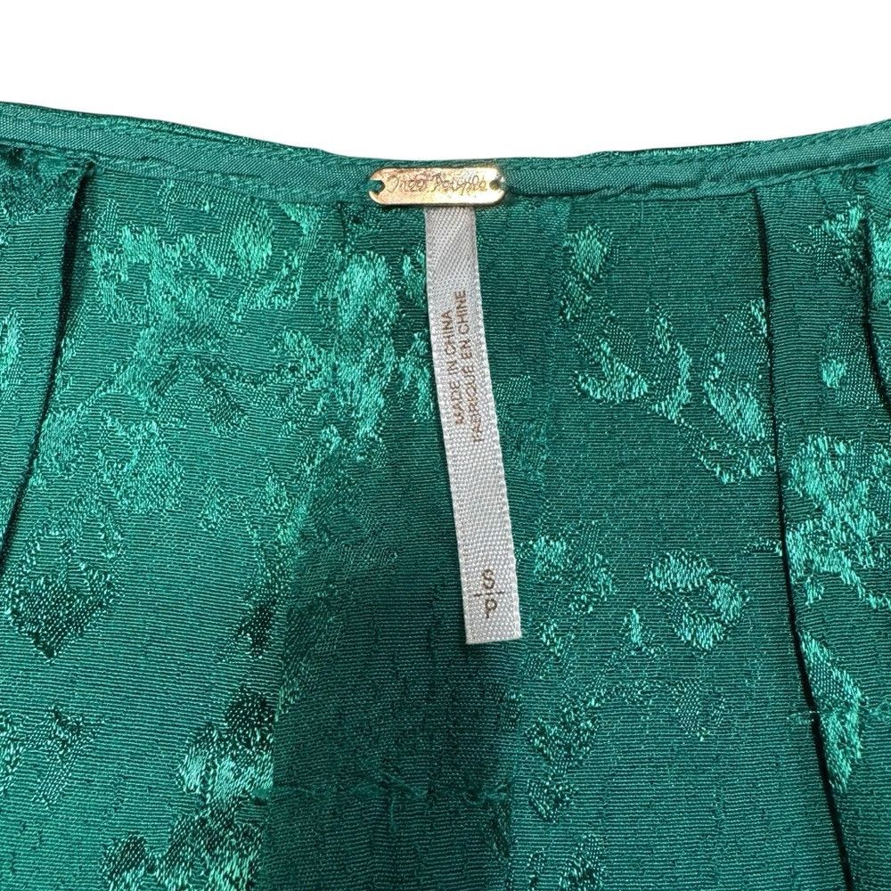 Free People Free People Cold Shoulders Long Sleeve Satin Floral Emerald Size S / US 4 / IT 40 - 6 Thumbnail