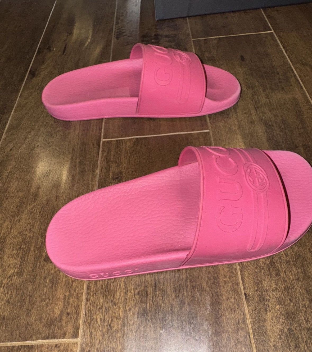 Gucci Pink Rubber Gucci Slides Size IT37 US7 Size US 7 / IT 37 - 3 Thumbnail