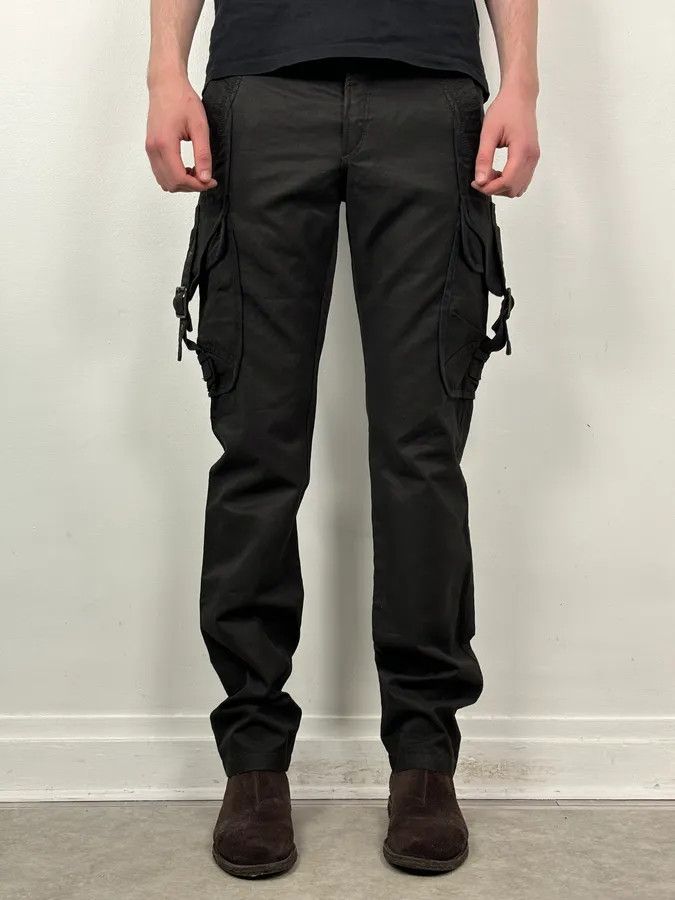 Just Cavalli 2000s Cavalli Black Avant-Garde Cargo Pants Size US 32 / EU 48 - 2 Thumbnail