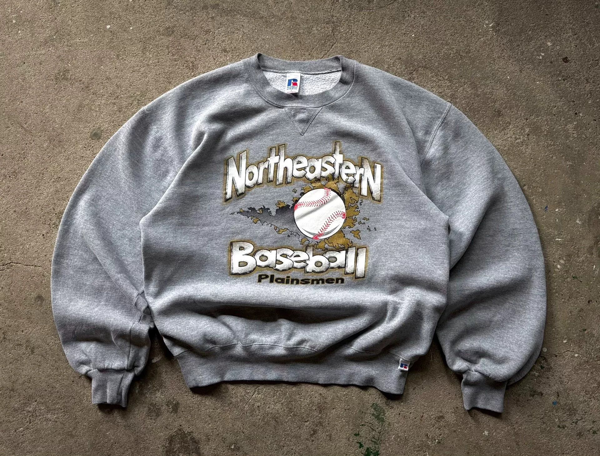 Vintage Vintage 90s Russell Boxy Baseball Sweatshirt Size US L / EU 52-54 / 3 - 1 Thumbnail