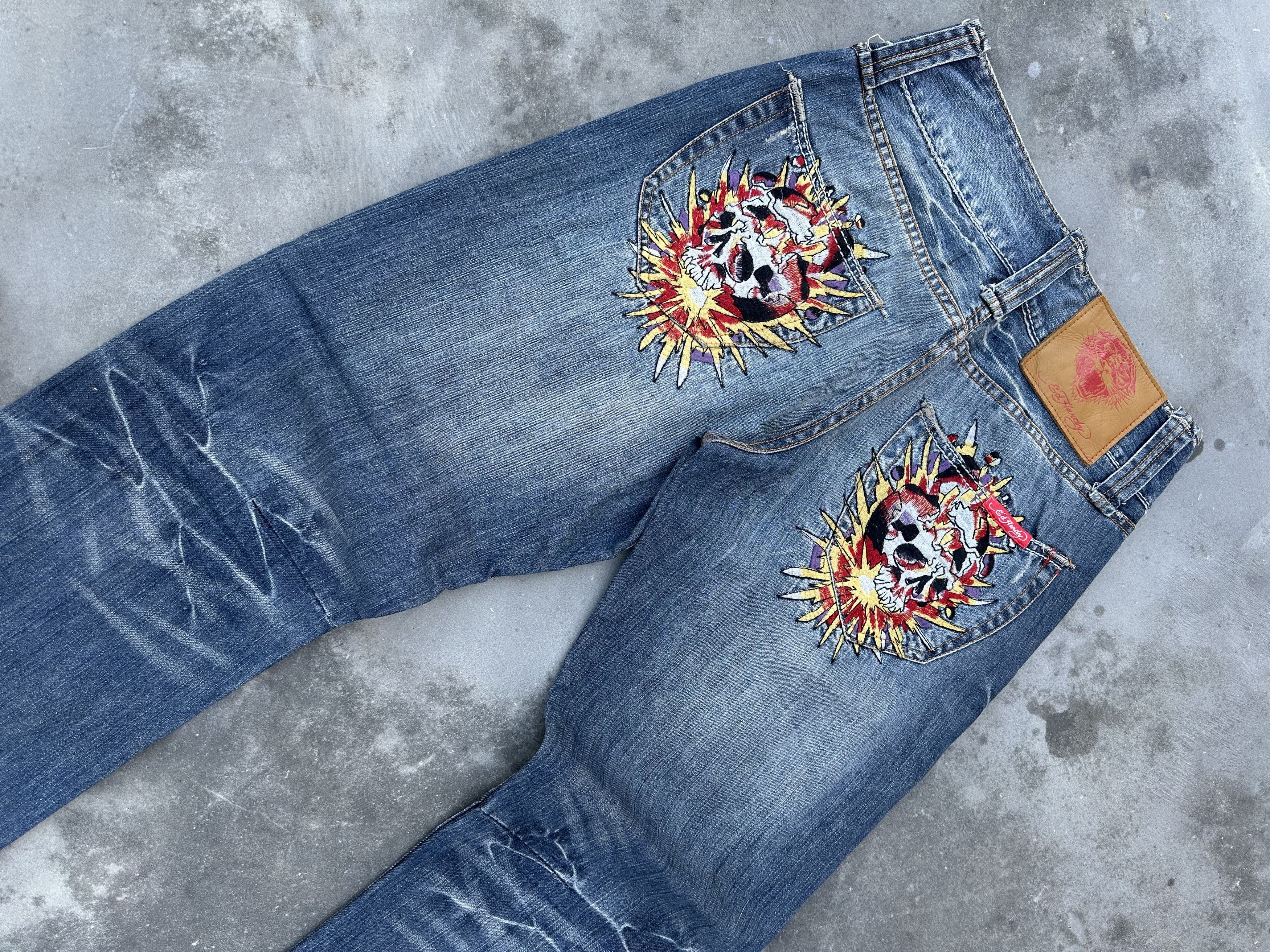Ed Hardy Ed Hardy Skull Embroidered Denim Jeans Size US 32 / EU 48 - 3 Thumbnail
