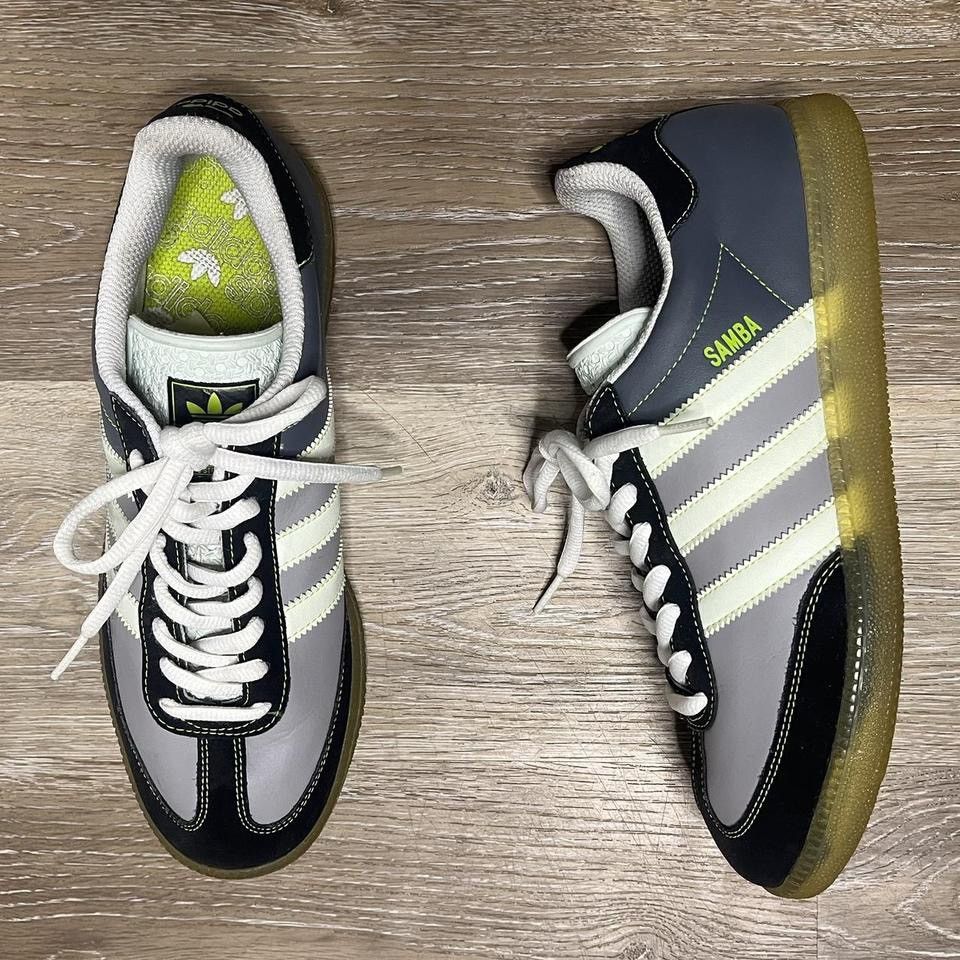 Adidas × Vintage y2k grey neon sambas Size US 9 / EU 42 - 2 Thumbnail