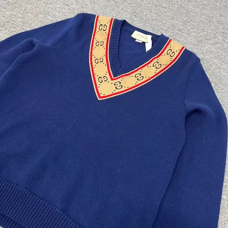 Gucci Gucci Double G jacquard V-neck knitted sweater 2502-Nextarr Size US S / EU 44-46 / 1 - 3 Thumbnail