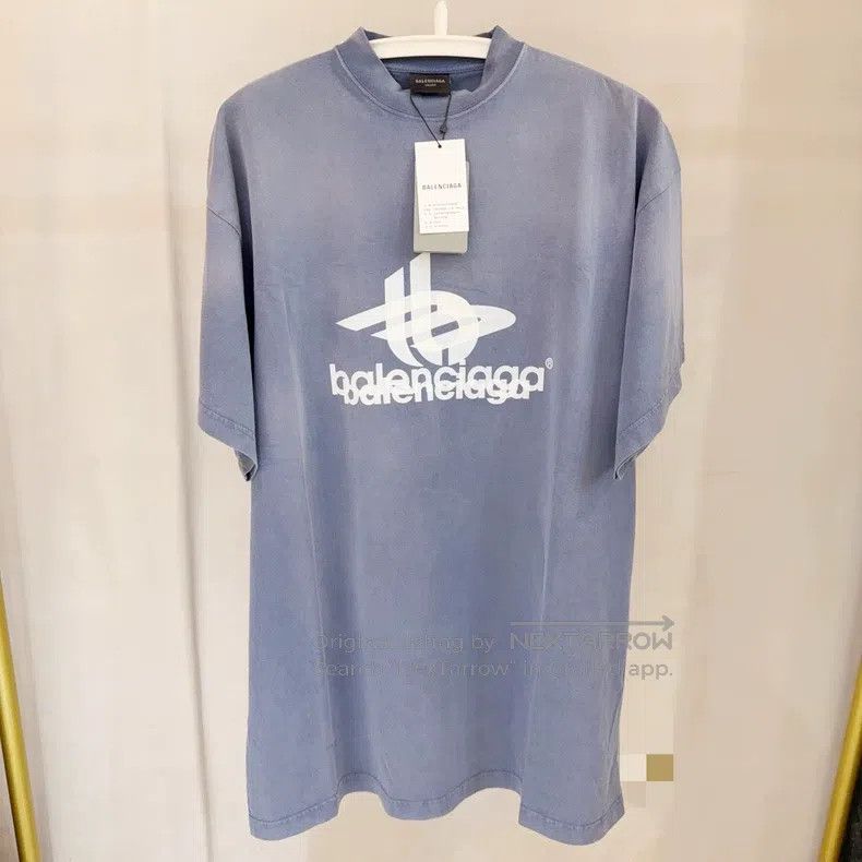 Balenciaga Balenciaga Washed Mist Blue 3b Phantom Short Sleeve Size US M / EU 48-50 / 2 - 1 Thumbnail