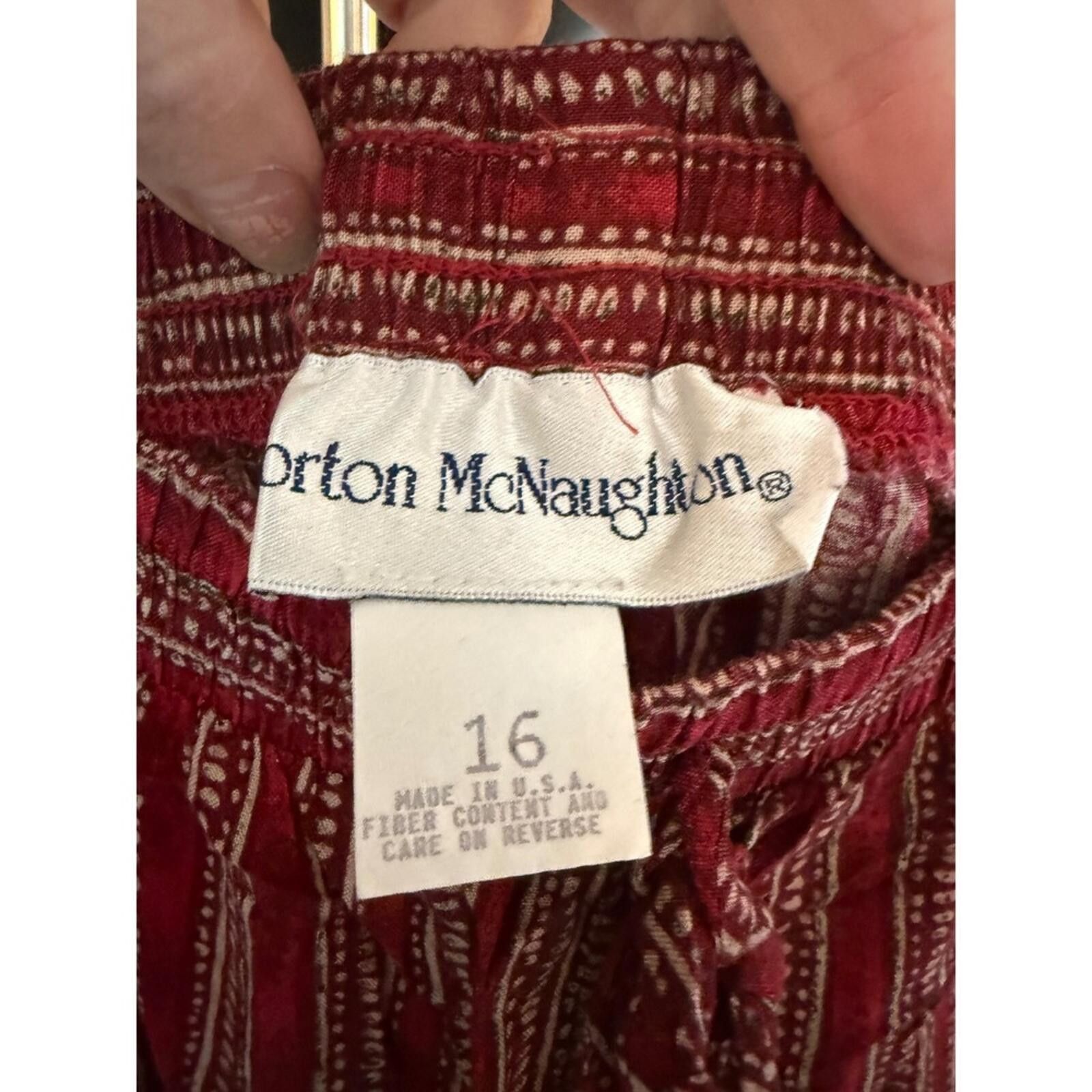 Other Vintage Norton McNaughton Burgundy Striped Rayon Wide Leg 16 Size 38" / US 16 / IT 52 - 6 Thumbnail