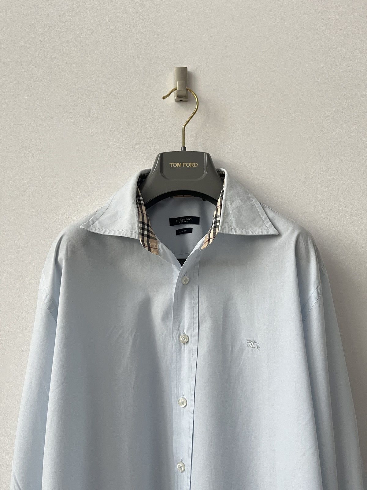 Burberry Vintage Burberry Nova Check Cuffs Shirt Baby Blue Luxury Size US XL / EU 56 / 4 - 2 Thumbnail