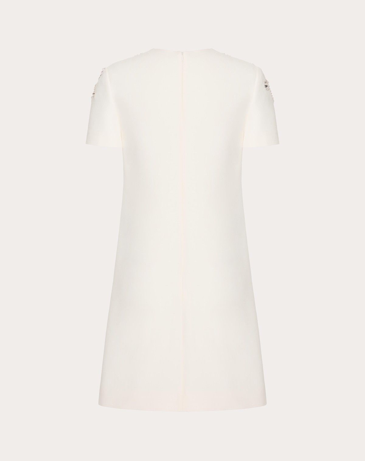 Valentino o1s1wg110525 Embroidered Crepe Couture Short Dress in White Size L / US 10 / IT 46 - 2 Thumbnail