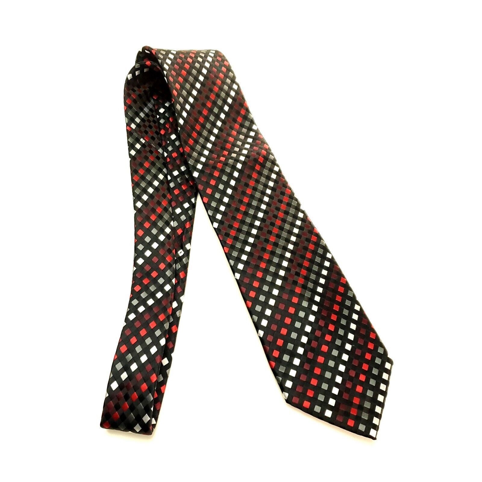 Vintage Knightsbridge Polyester Tie Red Gray Geometric Size ONE SIZE - 6 Thumbnail