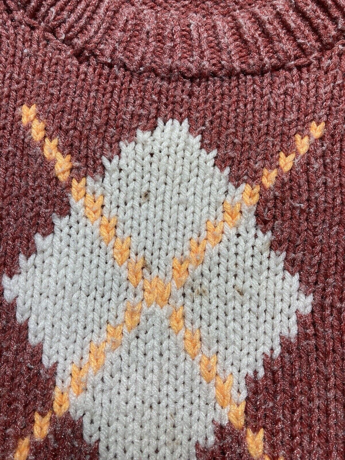 Vintage VTG hand knit sweater wool acrylic blend argyle diamonds M Size US M / EU 48-50 / 2 - 6 Thumbnail