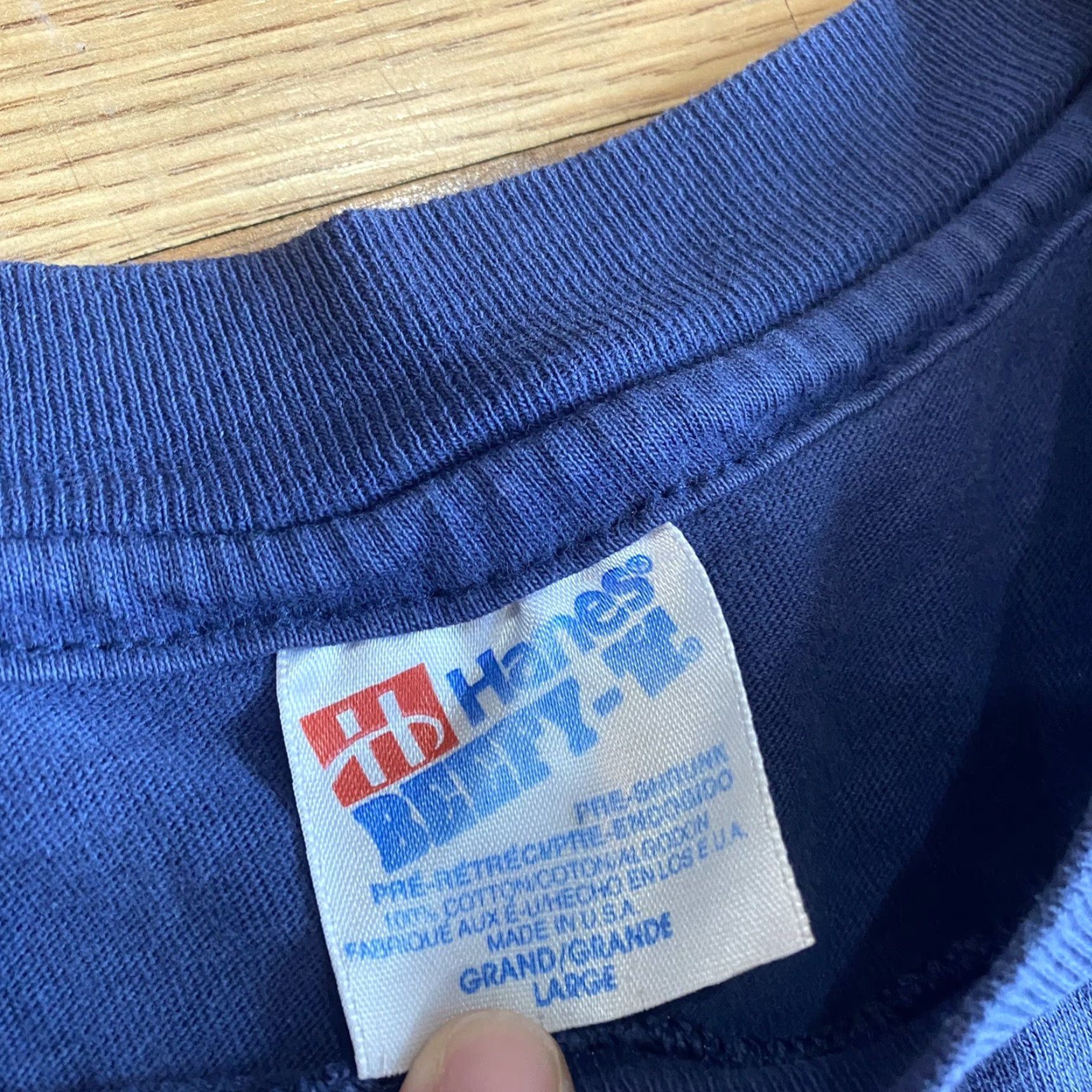 Hanes VINTAGE Hanes Beefy T-Shirt Men L Navy Blue Fish With an Attitude 90s Crew Neck Short Sleeve Cotton Regular Men’s L Size US L / EU 52-54 / 3 - 4 Thumbnail
