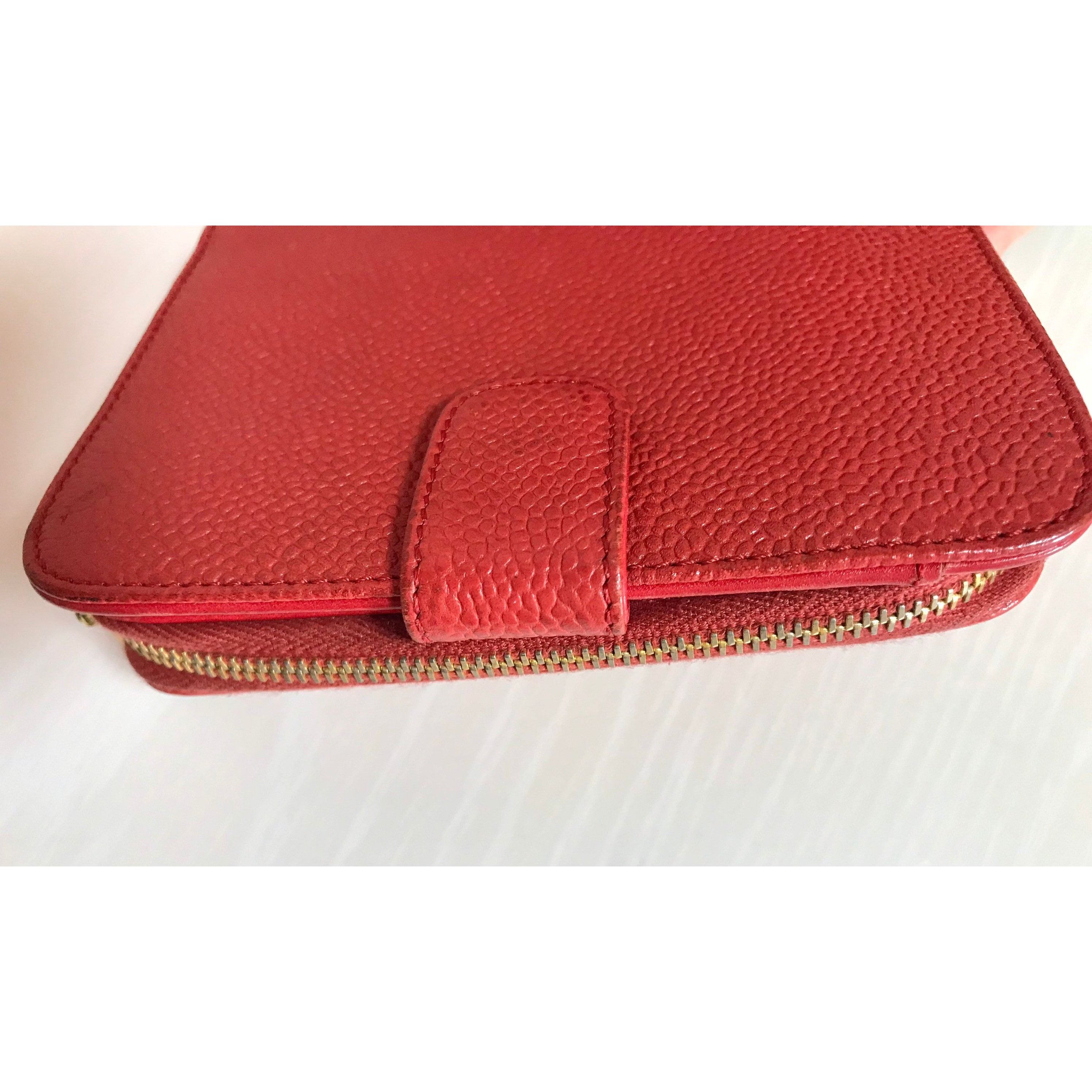 Chanel Vintage CHANEL red caviar skin round zipper wallet with CC Size ONE SIZE - 4 Thumbnail