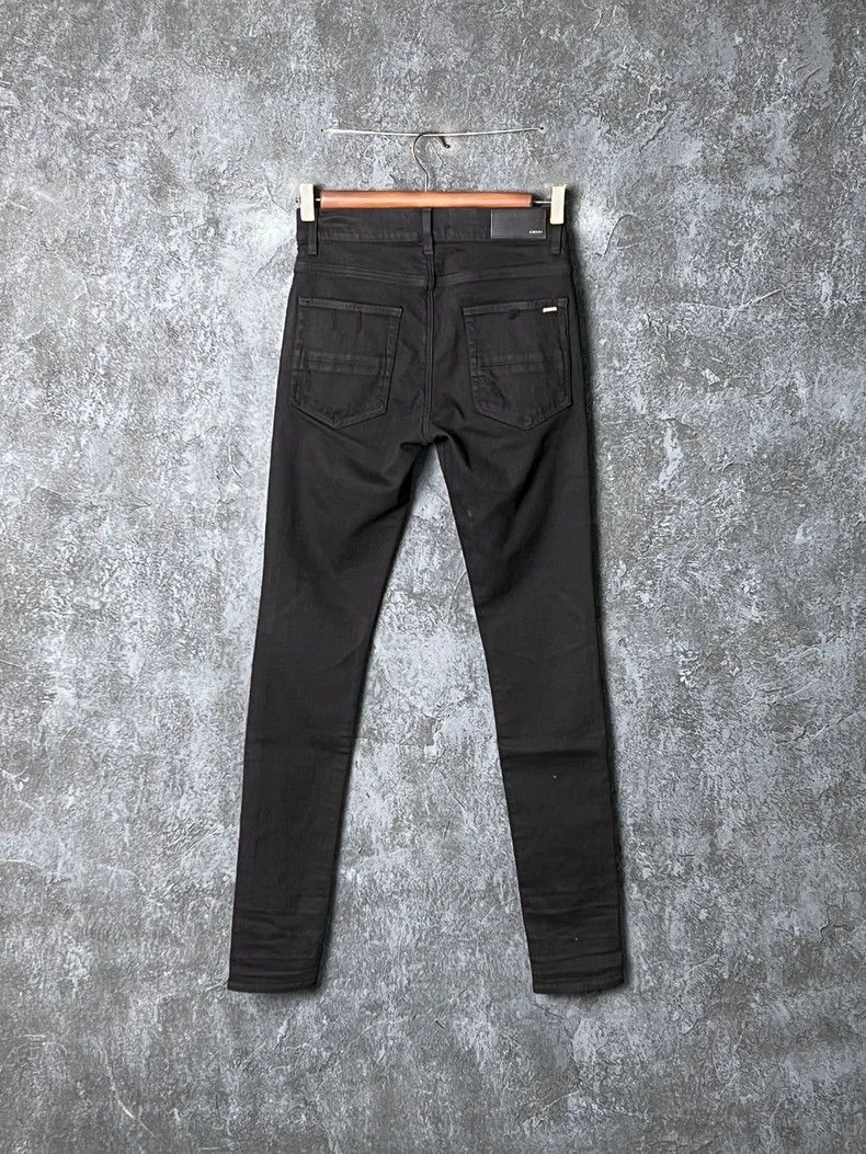 Amiri Amiri MX1 Classic Black Leather Patch Denim Jeans Size US 31 - 2 Thumbnail