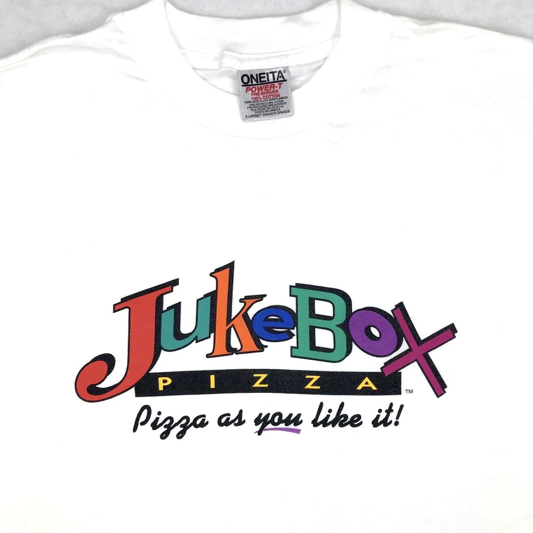Vintage VINTAGE JUKEBOX PIZZA T-Shirt XL White 80s 90s Mens Oneita NOS Deadstock Jukebox Pizza Waterford Ohio Shirt Size US XL / EU 56 / 4 - 7 Thumbnail