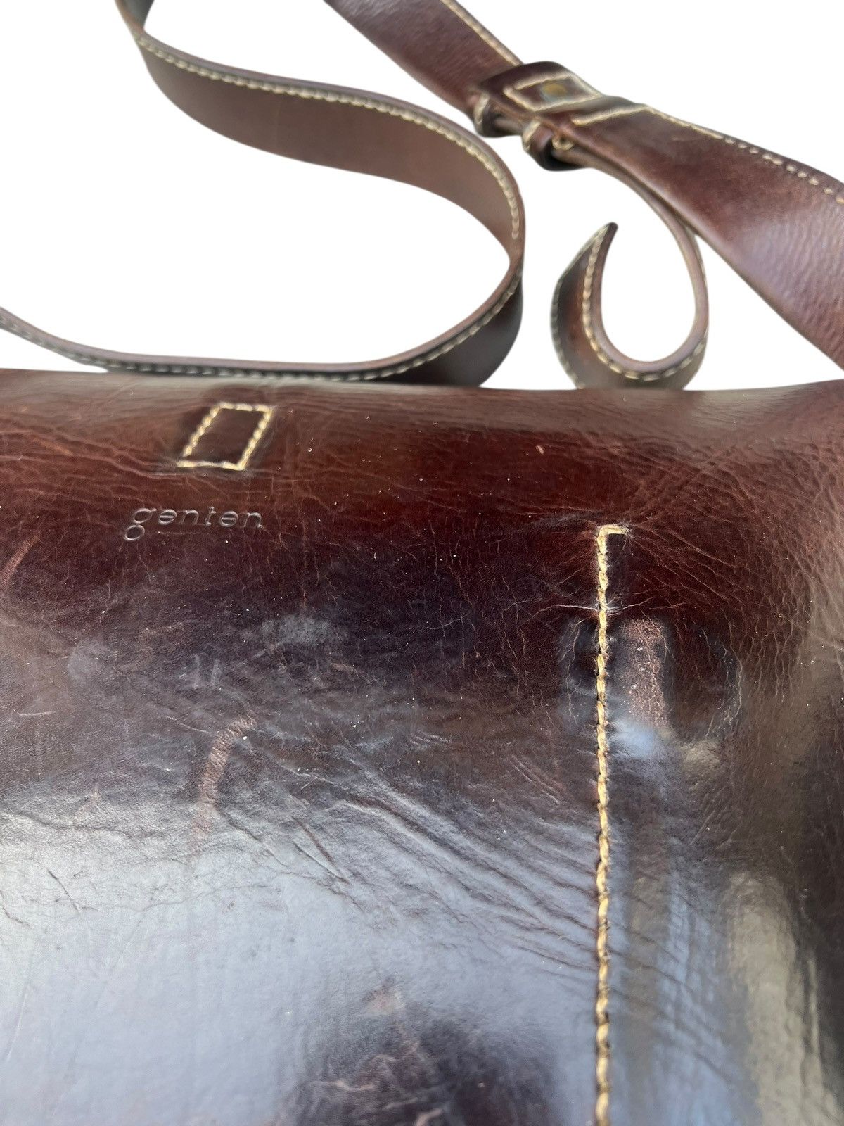 Leather Genten Japan Patina Solid Leather Messenger Bag Size ONE SIZE - 9 Thumbnail