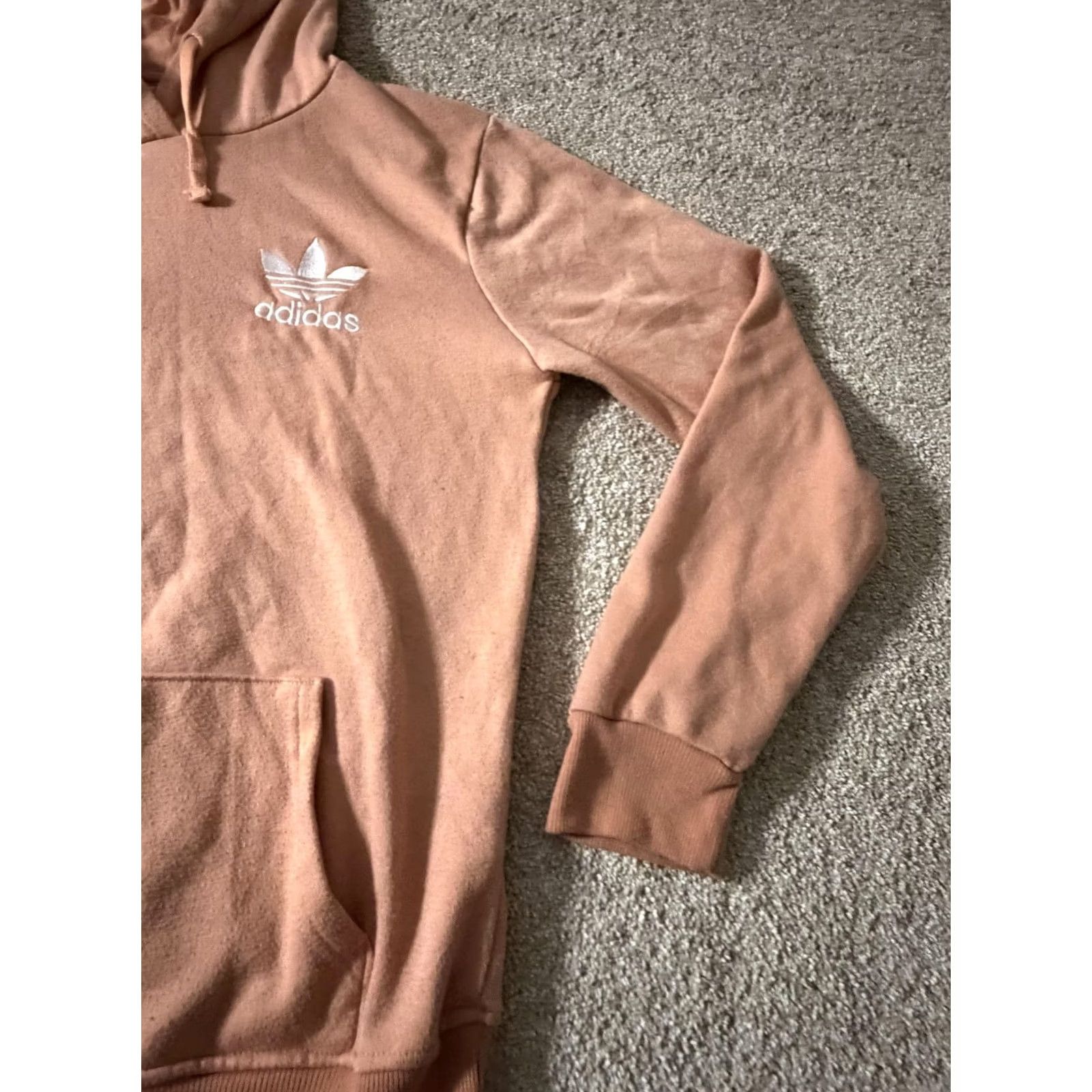Adidas Adidas Originals Hoodie Mens Small Pink Trefoil Fleece Pullover Logo Sweatshirt Size US S / EU 44-46 / 1 - 4 Thumbnail