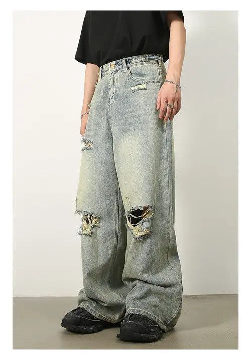VIBE Baggy Distressed Denim Jeans Size US 30 / EU 46 - 6 Thumbnail