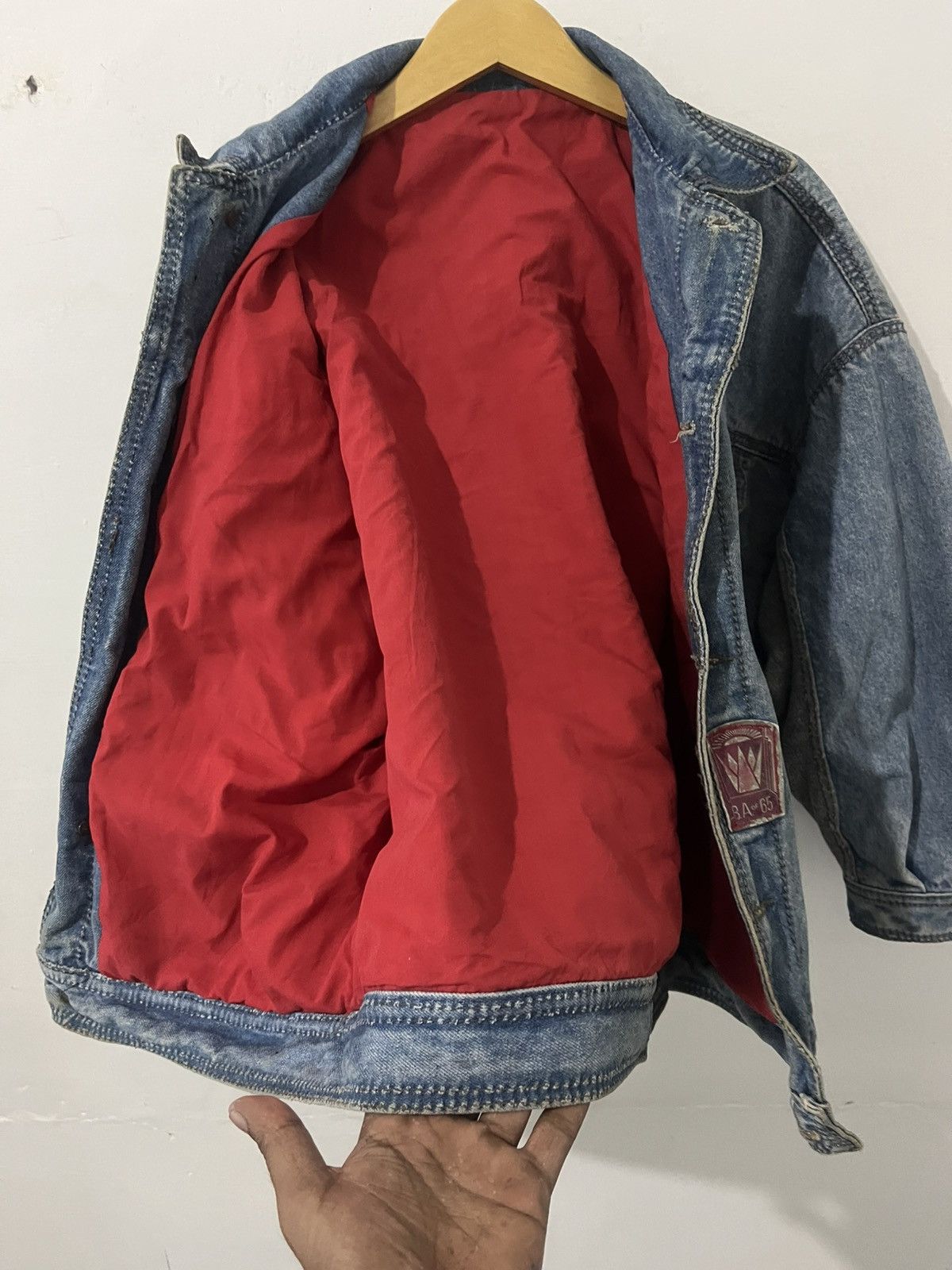 5351 POUR LES HOMMES Two-Tone Indigo Denim Jacket Gray Sleeve Panels & Red Lining Size US L / EU 52-54 / 3 - 14 Thumbnail
