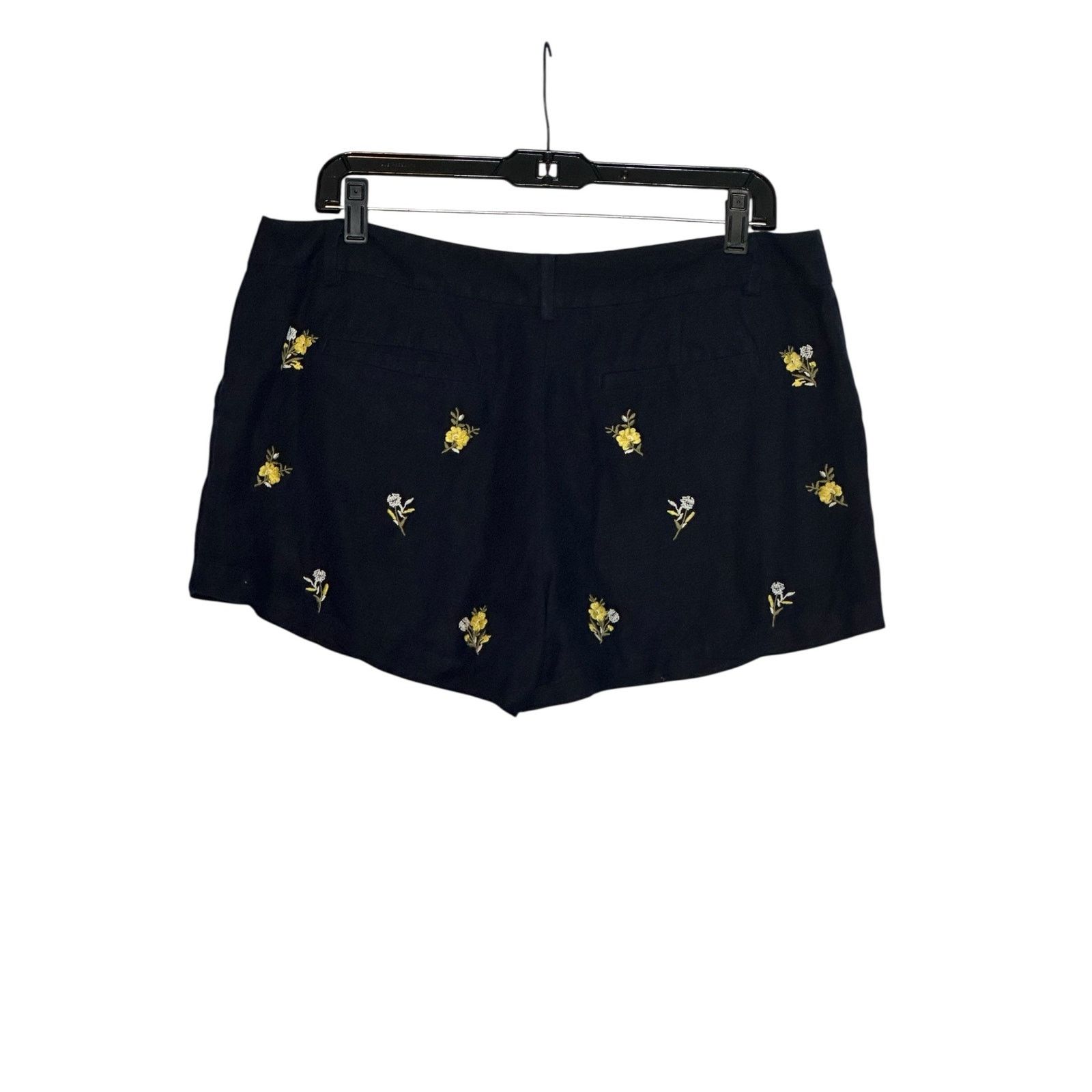 Loft Loft navy blue yellow embroidered floral shorts size 8 Size 30" / US 8 / IT 44 - 9 Thumbnail