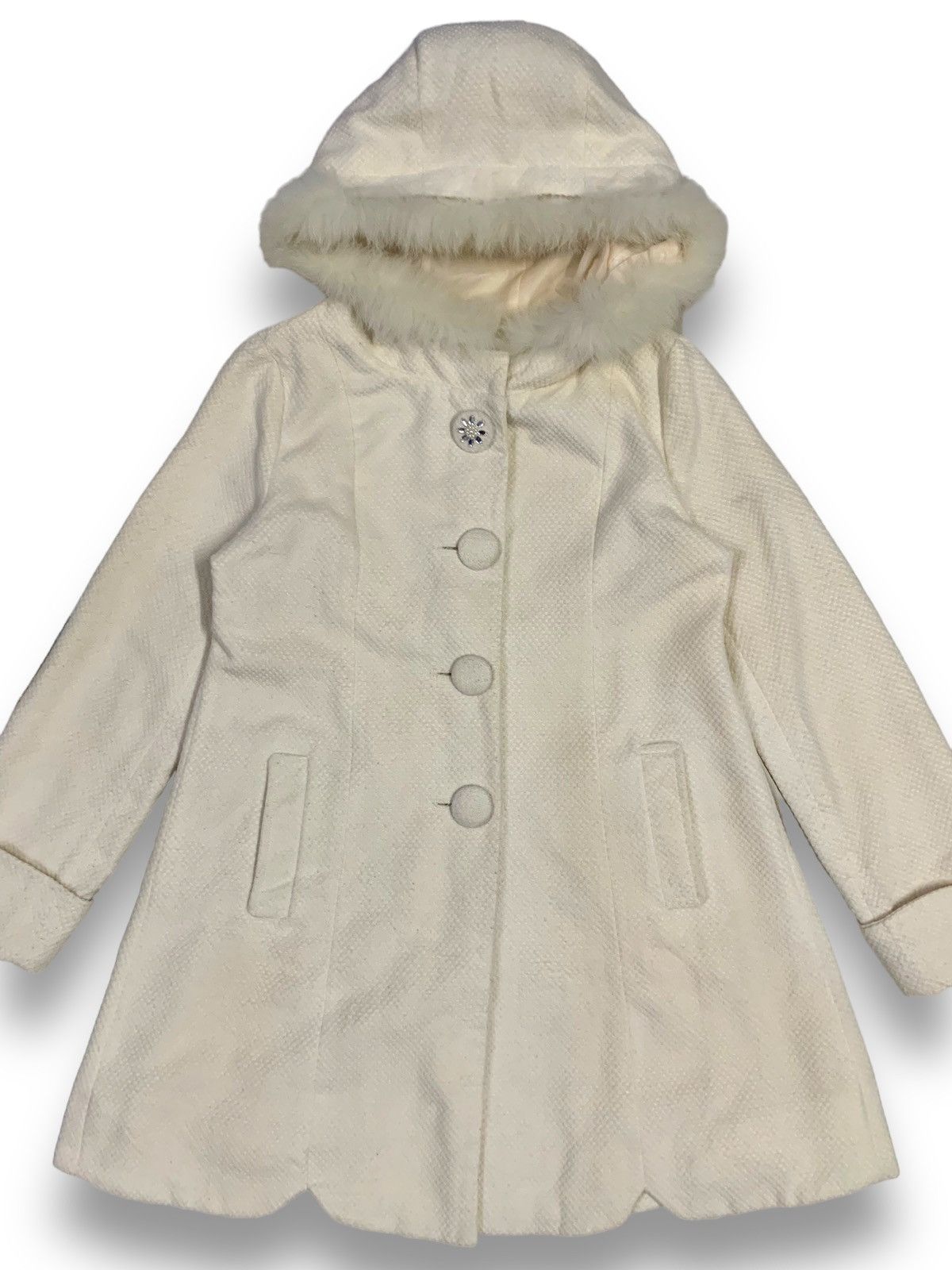 Japanese Brand Japanese Recherie White Cream Fox Fur Hooded Coat Jacket Size M / US 6-8 / IT 42-44 - 4 Thumbnail
