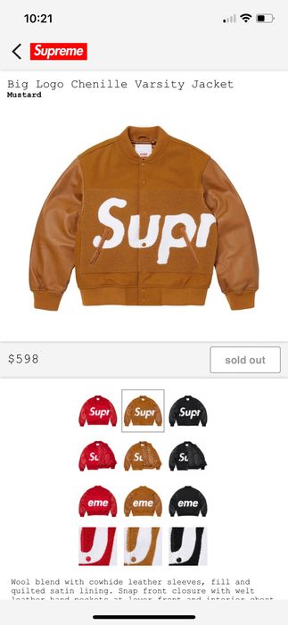 Supreme CPFM x Supreme Big Logo Chenille Varsity Jacket XL