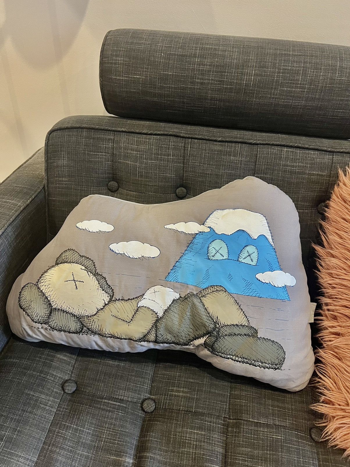 image of Kaws Holiday Japan Cushion Pillow in Grey, Men's
