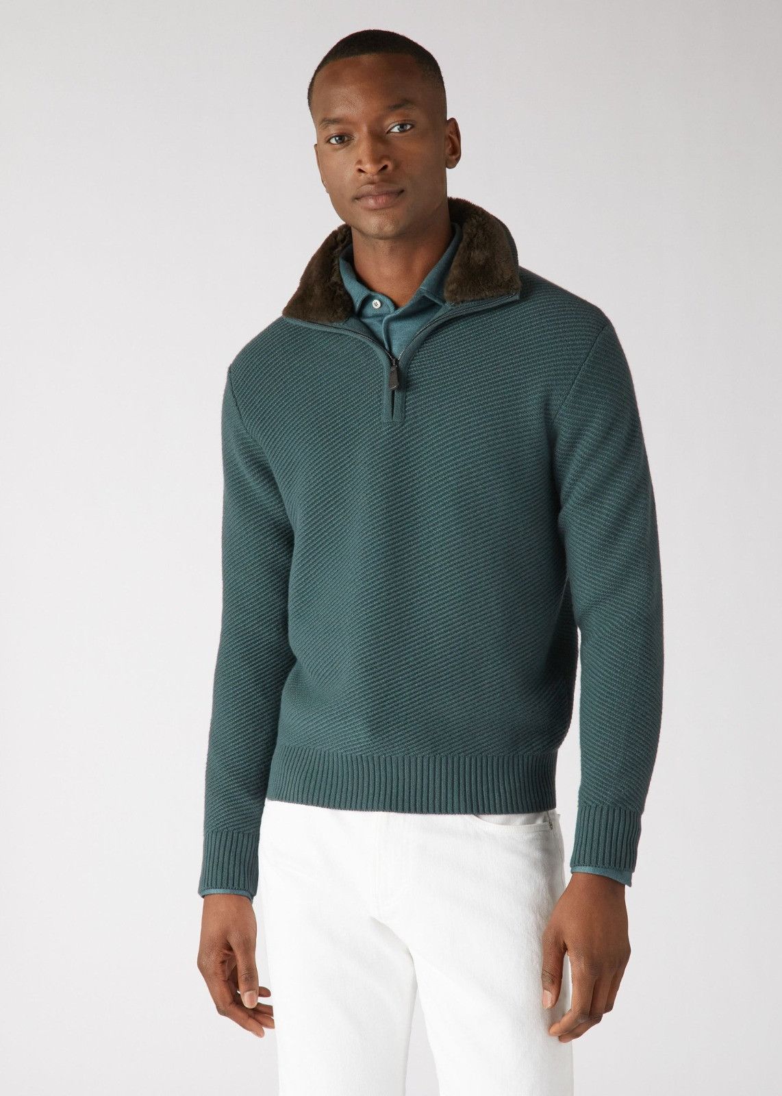 Loro Piana o1srvl11e1124 Half-zip Jumper in Sage Blue Size US XL / EU 56 / 4 - 1 Thumbnail