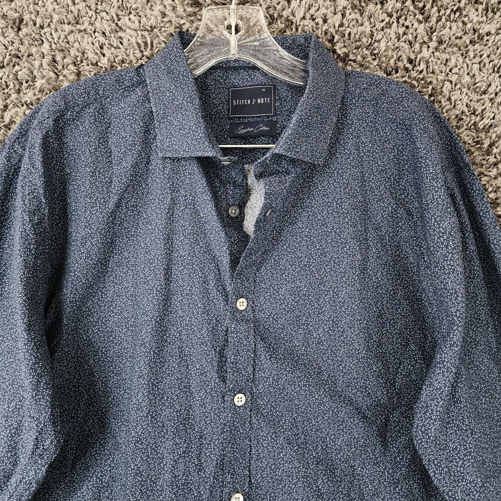 Vintage STITCH NOTE Button-Up Shirt Mens Long Sleeve Blue Egyptian Cotton XL Adults Size US XL / EU 56 / 4 - 3 Thumbnail