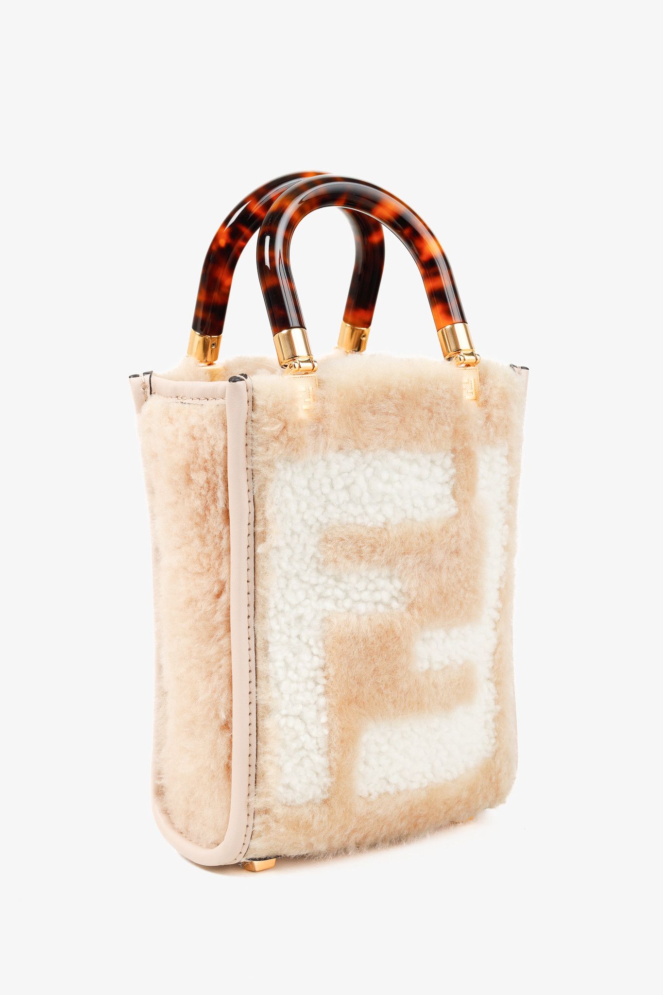 Fendi Fendi Mini Sunshine Shopper Tan Sheepskin Logo Mini-Bag Size ONE SIZE - 2 Thumbnail