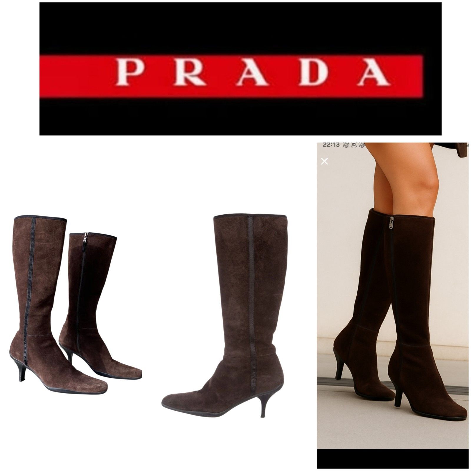 Prada PRADA BROWN SUEDE HEELED BOOTS - EU 38.5/US 8 Size US 8.5 / IT 38.5 - 17 Thumbnail
