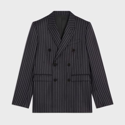 Celine camden jacket in striped wool gabardine navy/craie Size US XL / EU 56 / 4 - 1 Thumbnail