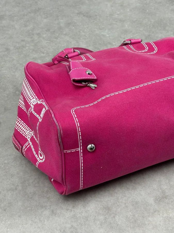Dolce & Gabbana AW2010 Dolce & Gabbana Fuchsia Pink Canvas Trompe Loeil Zip Bag Size ONE SIZE - 8 Thumbnail