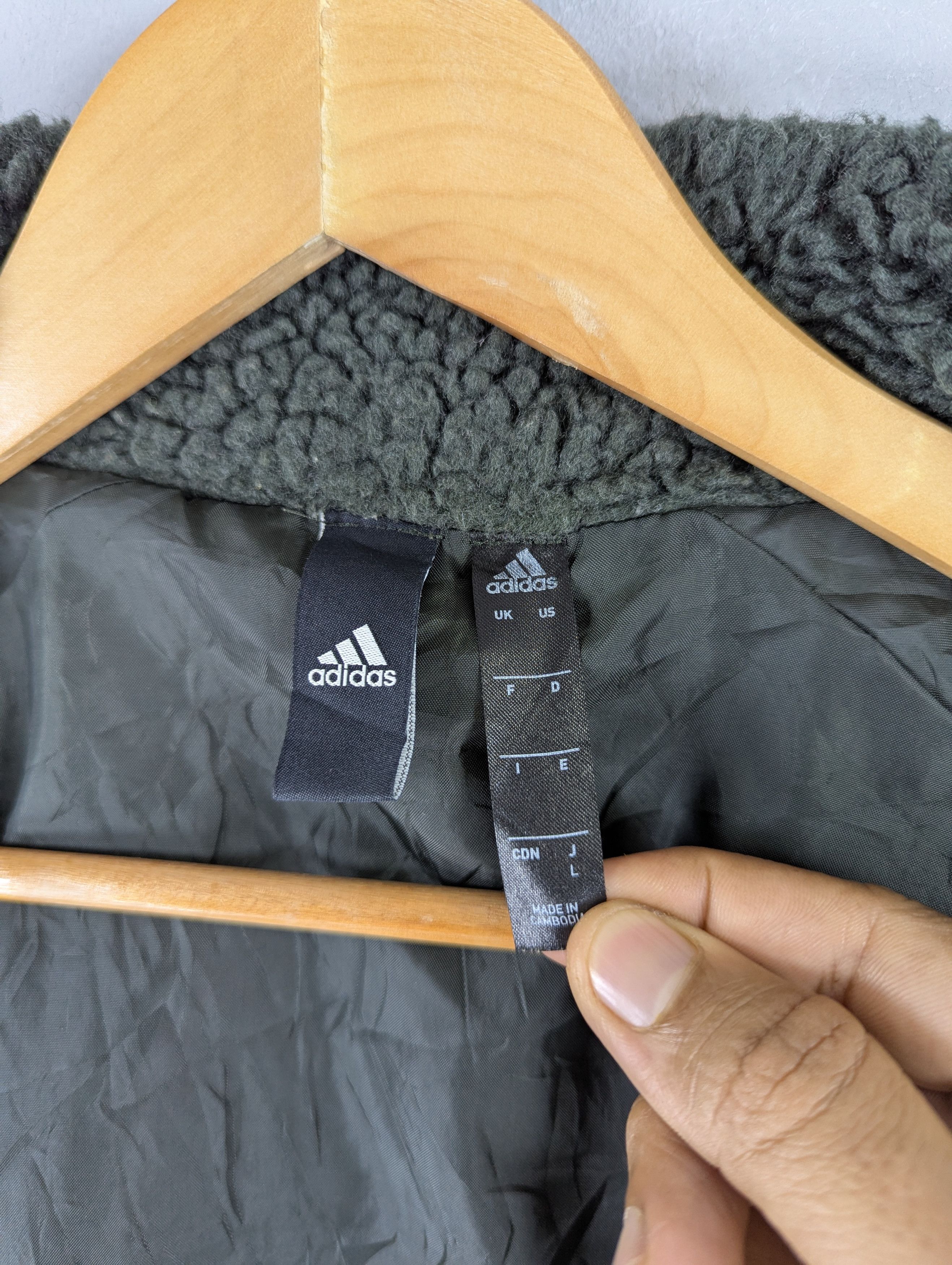 Adidas Adidas Three Stripes Sherpa Fleece Boa Boxy Zipper Jacket Size US L / EU 52-54 / 3 - 8 Thumbnail