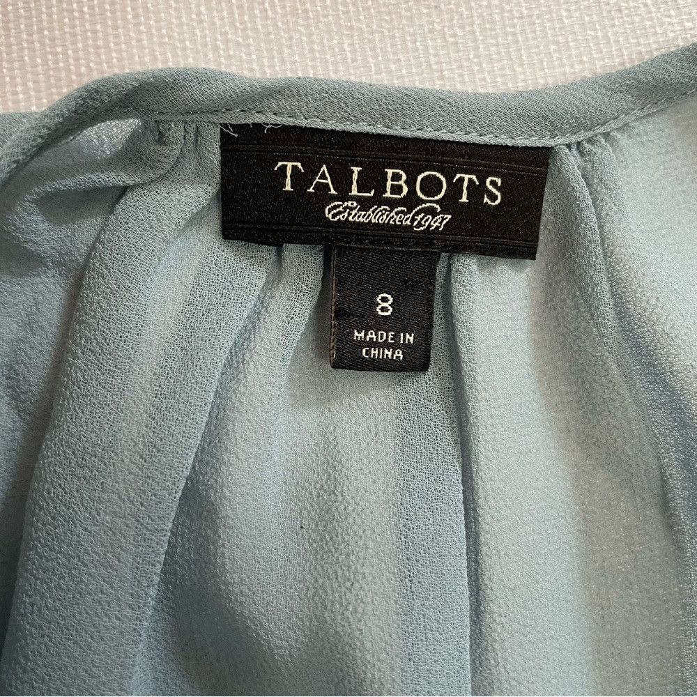 Talbots New Talbots Blue Long Sleeve Chiffon Sequin Blouse Size 8 Size M / US 6-8 / IT 42-44 - 9 Thumbnail