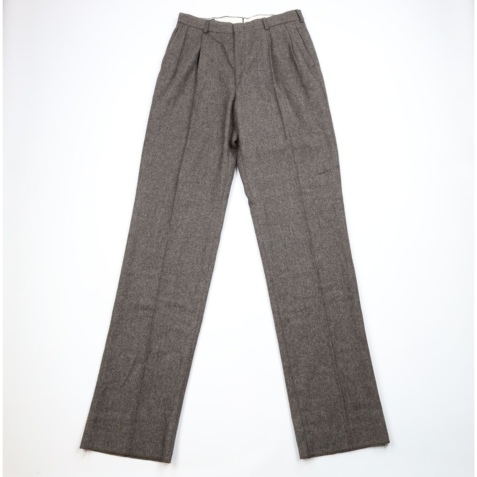 Ralph Lauren × Vintage Vintage 80s Ralph Lauren Unhemmed Wool Herringbone Pants Size US 30 / EU 46 - 1 Thumbnail