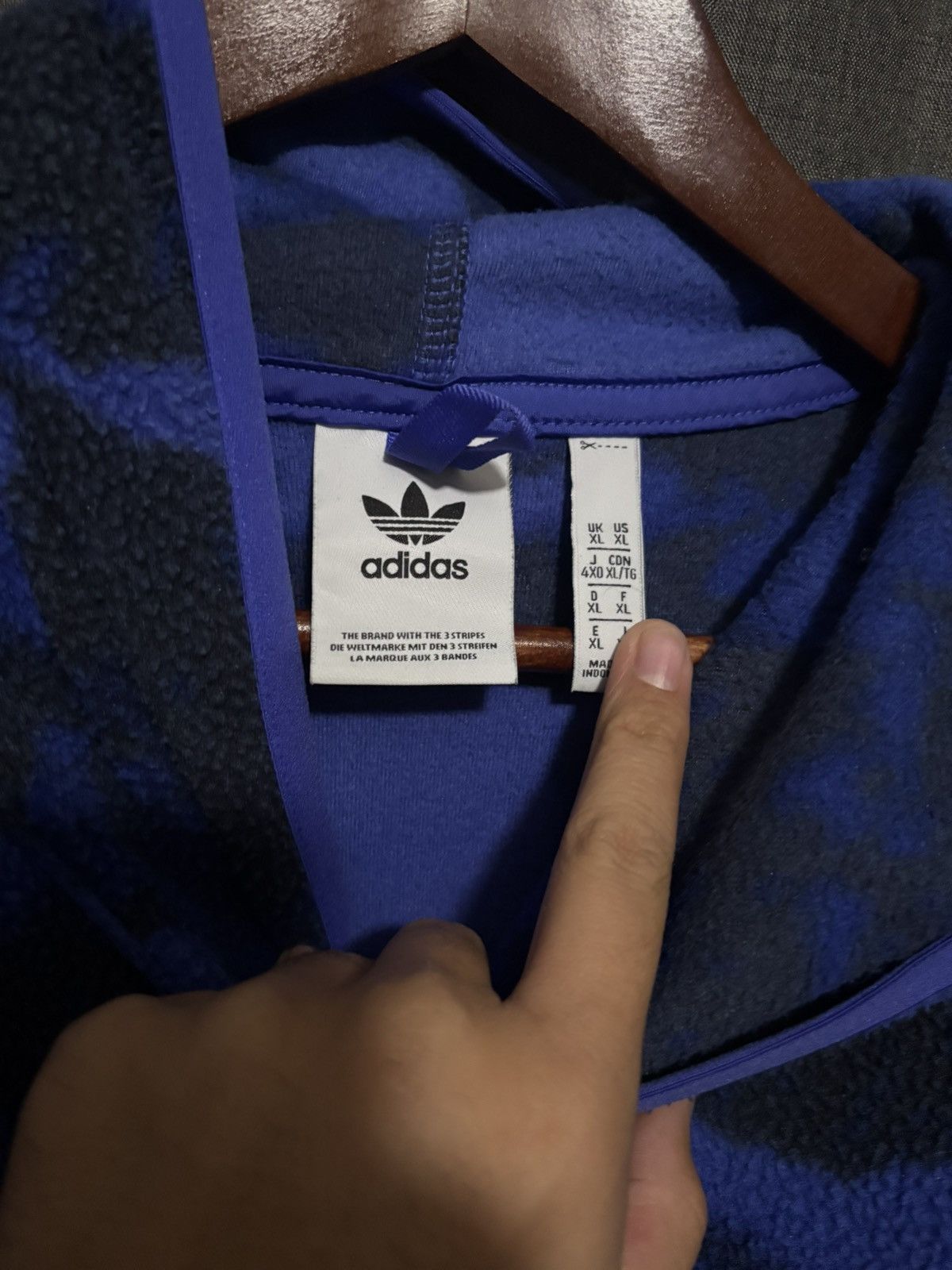 Adidas Adidas Blue Camo Hoodie Size US XL / EU 56 / 4 - 4 Thumbnail