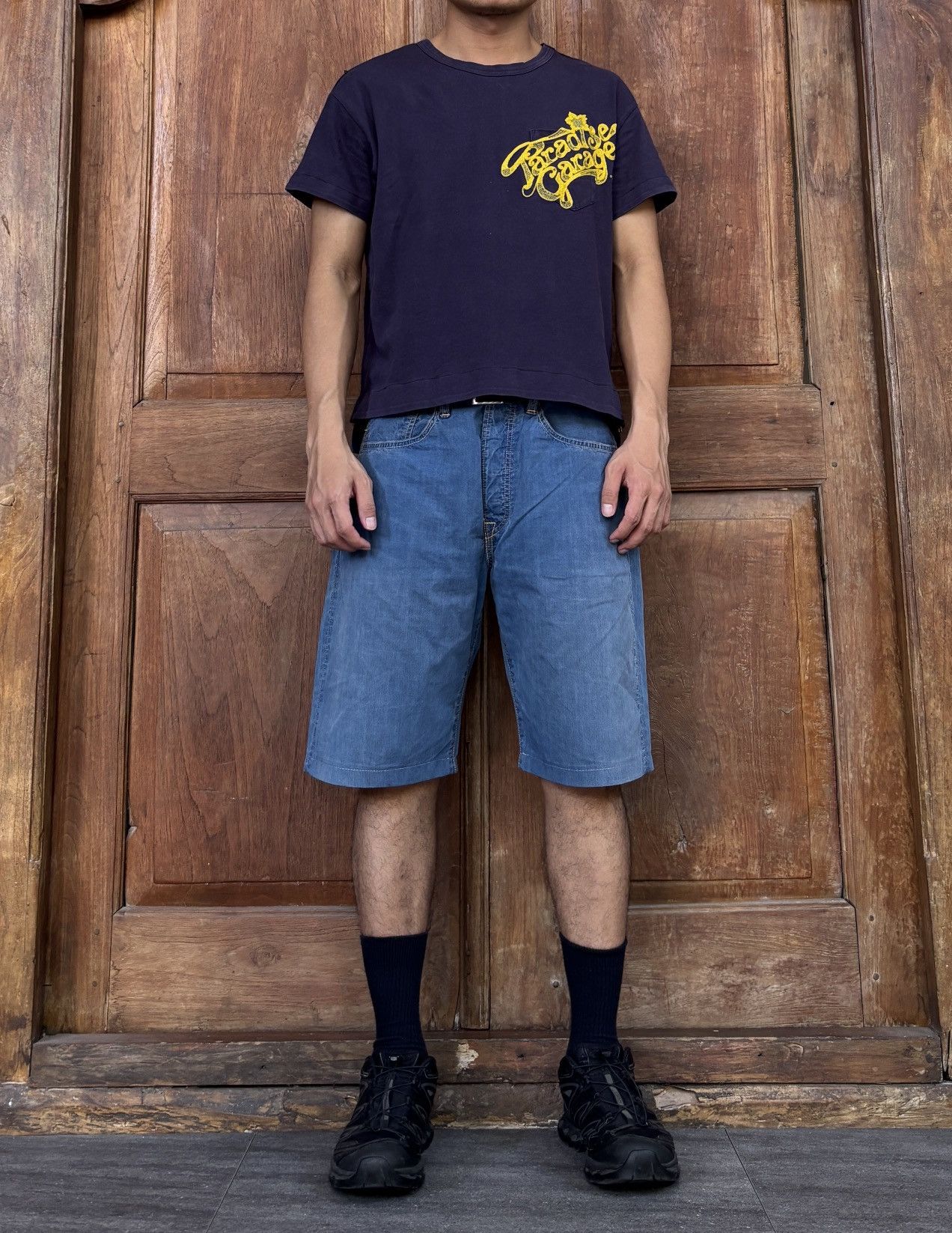 FREE TAX! Dyed Blue Denim Shorts - 32”