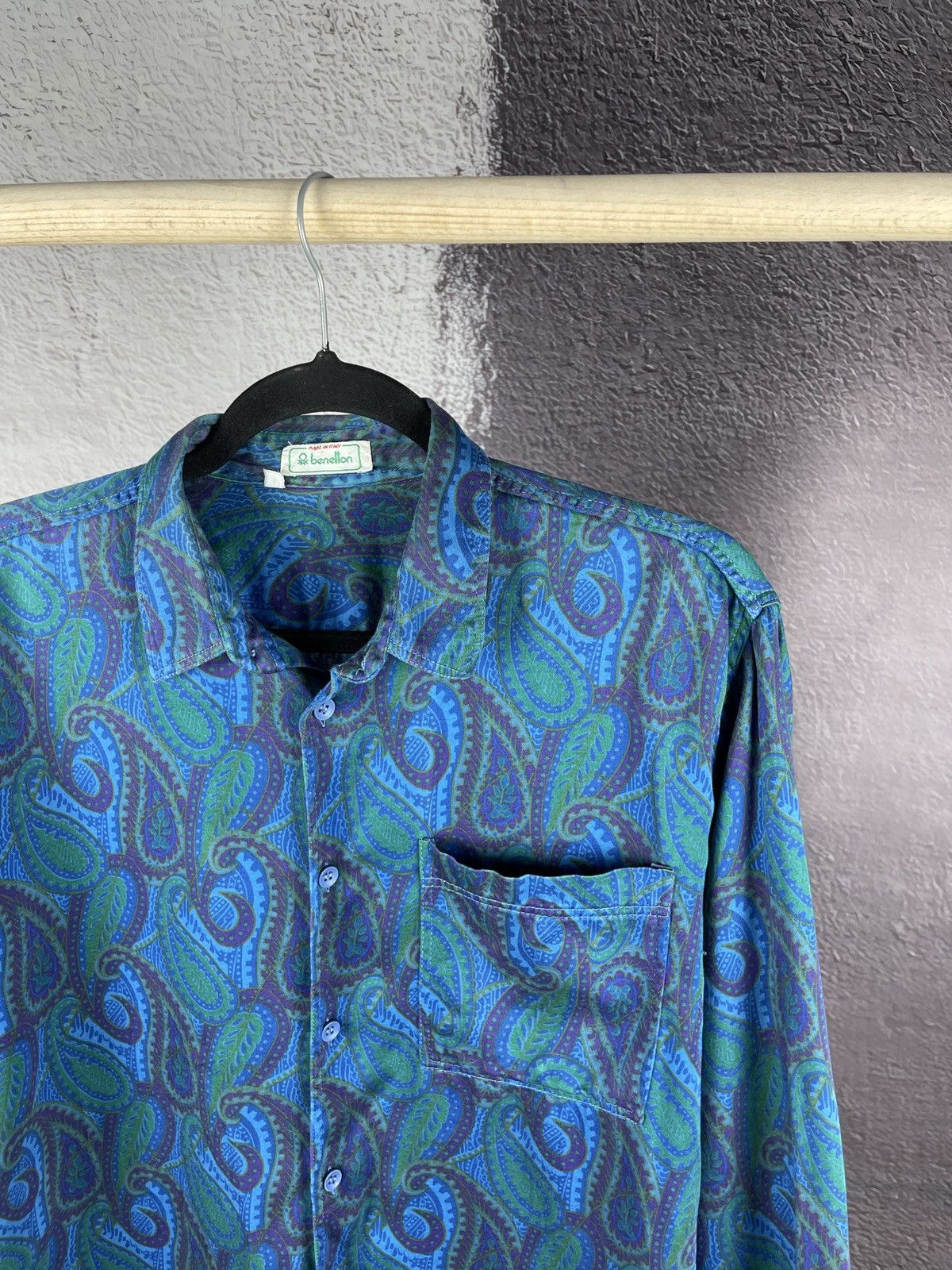 Benetton Benetton vintage 80s 90s paisley pattern made in Italy shirt Size US M / EU 48-50 / 2 - 4 Thumbnail