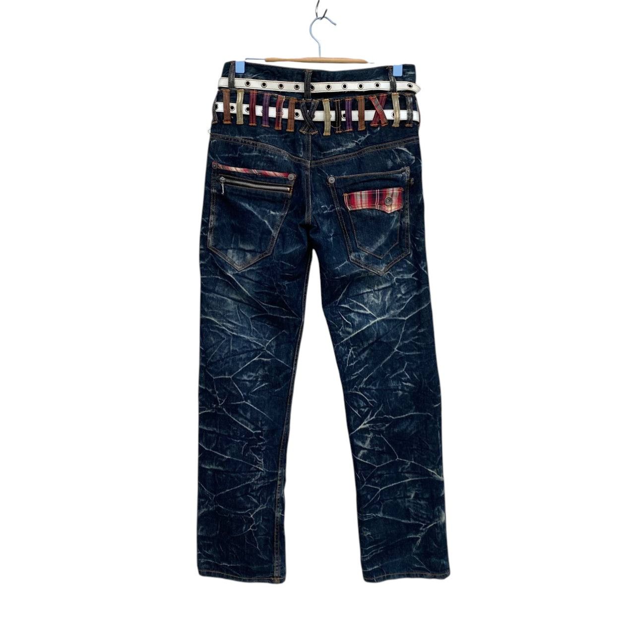 Japanese Brand Archival Nylaus Japan Double-Waist Belted Denim Y2K Harajuku Size US 29 - 7 Thumbnail