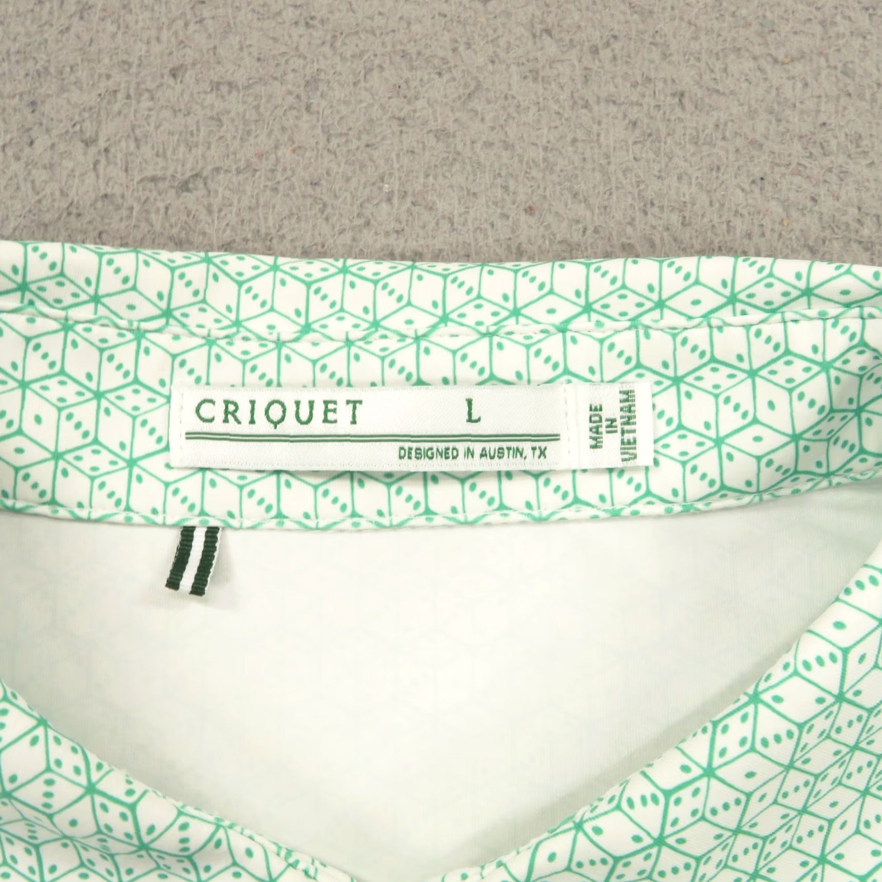 Vintage Criquet Polo Men L White Green 4 Button All Over Print Dice Print Golf Shirt Size US L / EU 52-54 / 3 - 5 Thumbnail